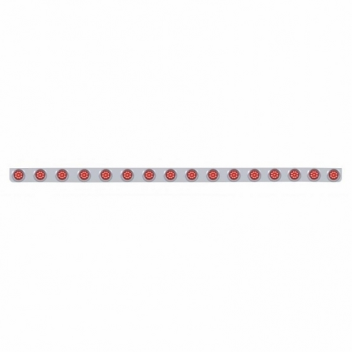 79-1/2" Stainless Bumper Light Bracket With 16X 9 LED 2" Lights & Visors - Red LED/Red Lens