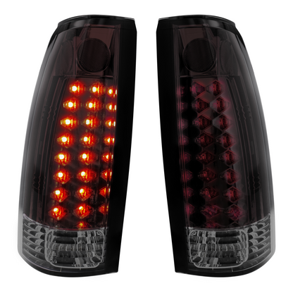 LED Tail Light For 1988-98 Chevy & GMC Truck (Pair) - Smoke Red & Clear Lens