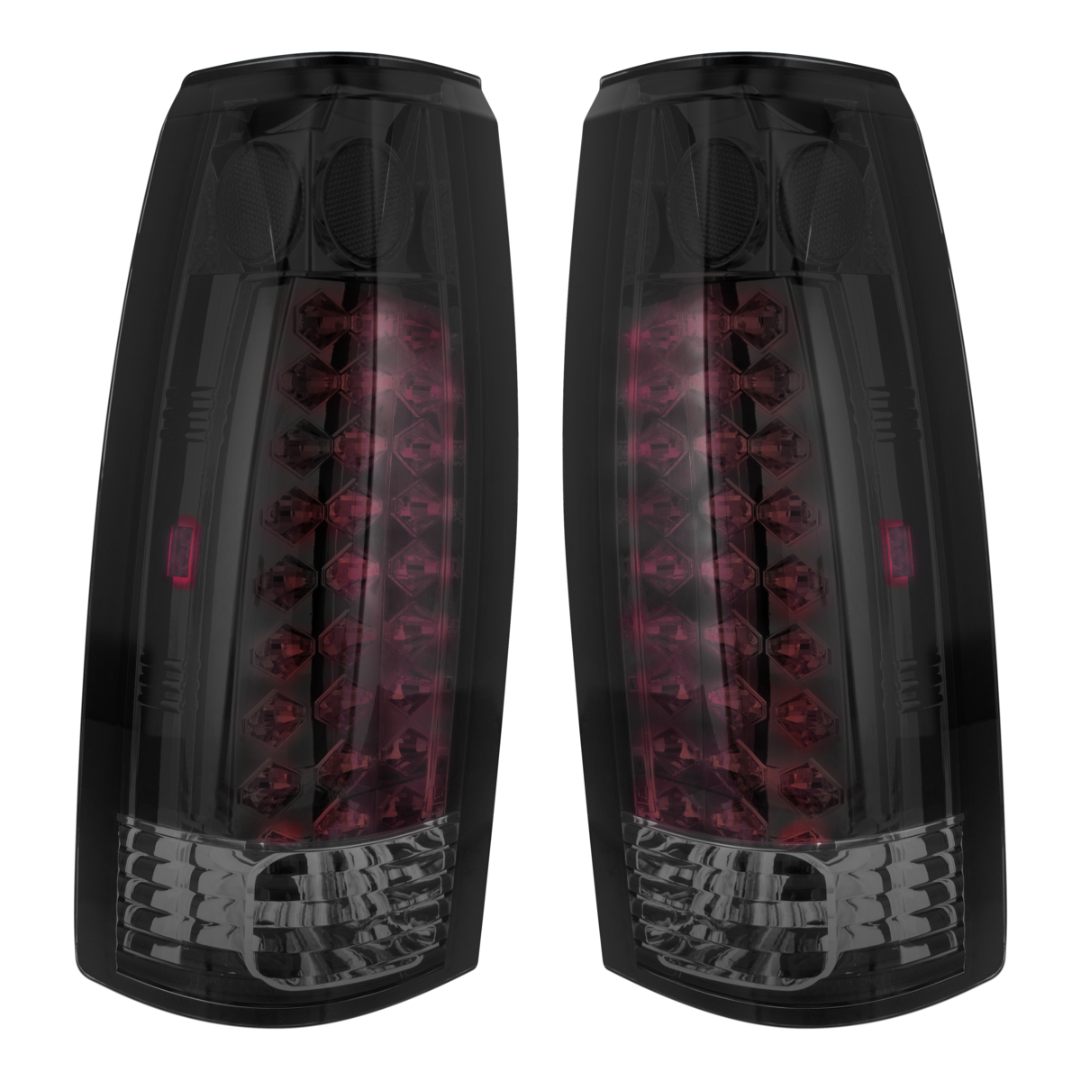 LED Tail Light For 1988-98 Chevy & GMC Truck (Pair) - Smoke Red & Clear Lens
