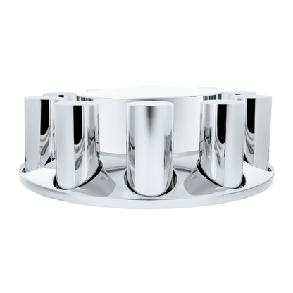 Chrome Plastic Flat Top Front Axle Cover With 33mm Standard Thread-On Tall Cylinder Nut Covers