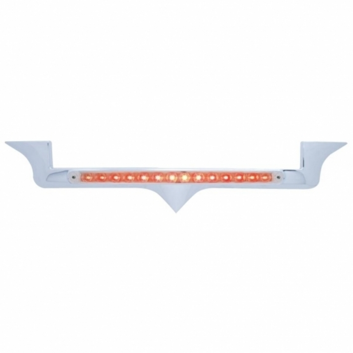 Chrome Hood Emblem Trim With 14 LED Light Bar For Kenworth - Red LED/Clear Lens