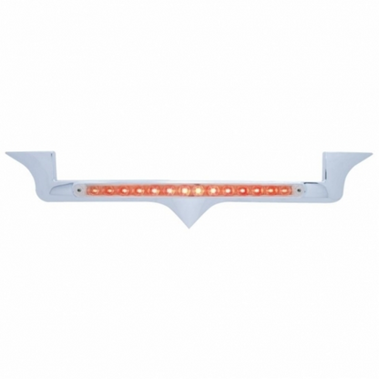 Chrome Hood Emblem Trim With 14 LED Light Bar For Kenworth - Red LED/Clear Lens