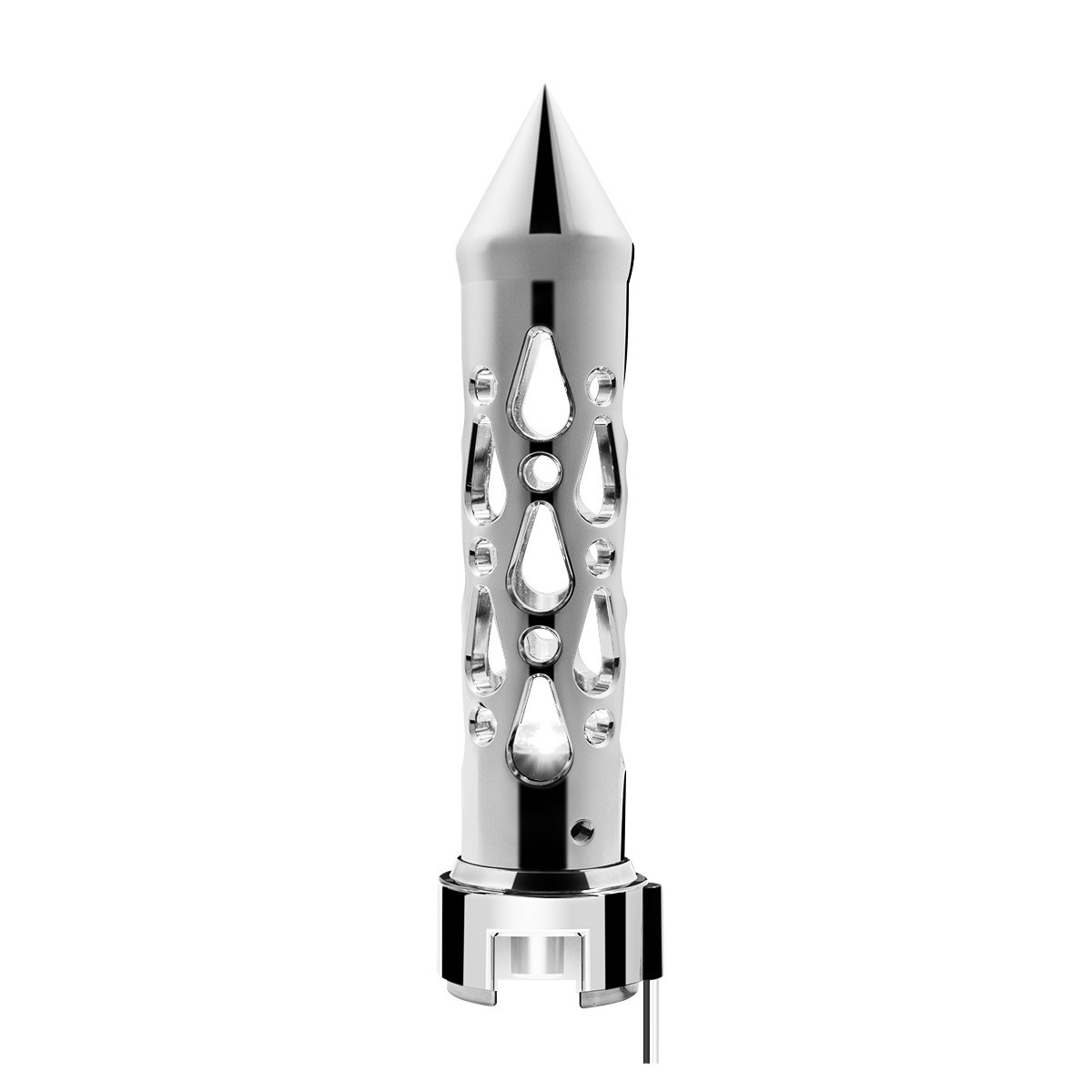 Brooklyn Spike Gearshift Knob With LED 13/15/18 Speed Adapter - Chrome/White LED