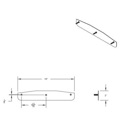 3" X 18" 304 Stainless Standard Bottom Mud Flap Plate - Welded Stud