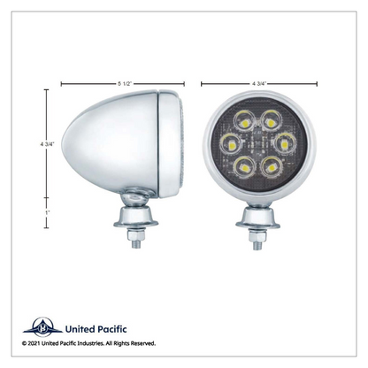 6 High Power LED Round Work Light With Teardrop Style Chrome Housing