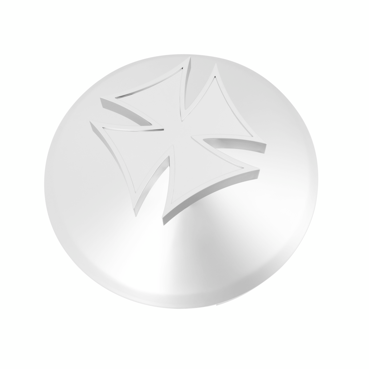 5 Even Notched Chrome Front Hubcap With Iron Cross Spinner - 1" Lip