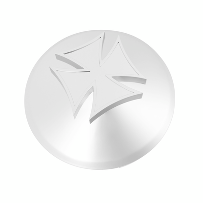 5 Even Notched Chrome Front Hubcap With Iron Cross Spinner - 1" Lip