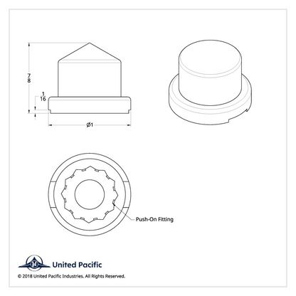 9/16" x 1-1/4" Chrome Plastic Pointed Nut Covers - Push-On (10-Pack)