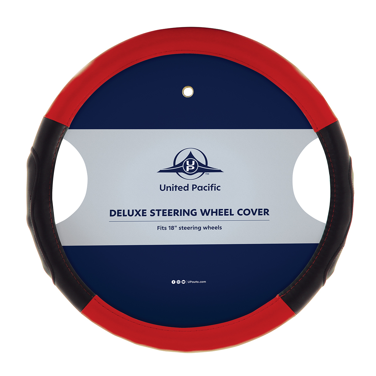 18" Duo Tone Steering Wheel Cover - Black & Red
