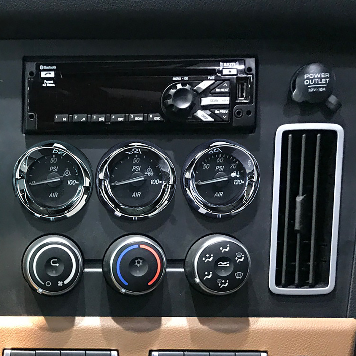 Chrome Small Gauge Cover With Visor For 2018-2023 Freightliner Cascadia