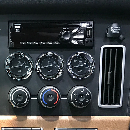 Chrome Small Gauge Cover With Visor For 2018-2023 Freightliner Cascadia