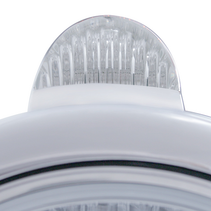 Stainless Steel Guide 682-C Headlight H4 With Amber LED & Dual Mode LED Signal-Clear Lens