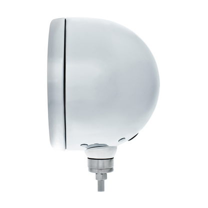 Stainless Steel Classic Half Moon Headlight No Bulb With LED Turn Signal - Clear Lens