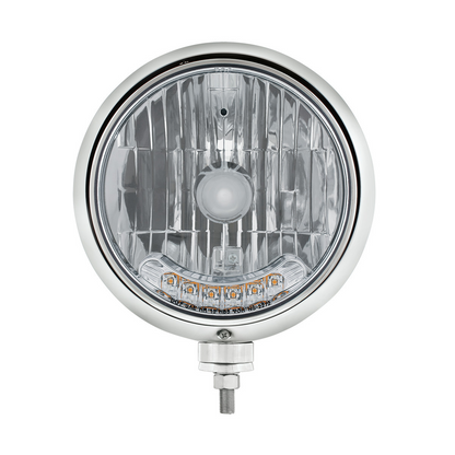 Stainless Guide 682-C Style Headlight H4 Bulb With 6 Amber LED
