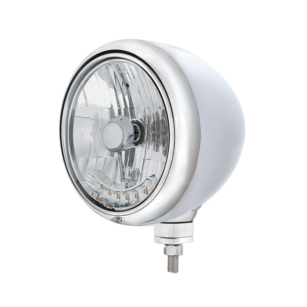 Stainless Guide 682-C Style Headlight H4 Bulb With 6 Amber LED