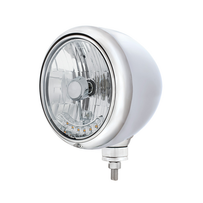 Stainless Guide 682-C Style Headlight H4 Bulb With 6 Amber LED