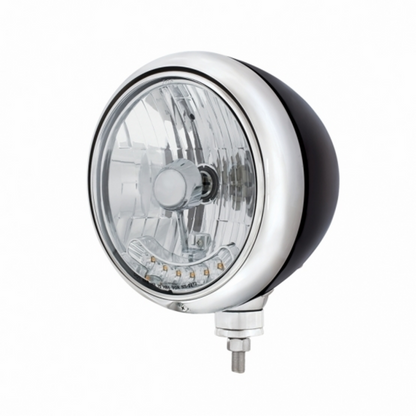 Stainless Guide 682-C Style Headlight H4 Bulb With 6 Amber LED