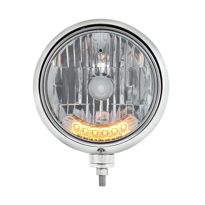 Stainless Guide 682-C Style Headlight H4 Bulb With 6 Amber LED