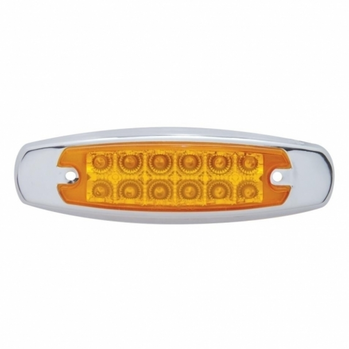 12 LED Reflector Rectangular Light With Bezel (Clearance/Marker) - Amber LED/Amber Lens