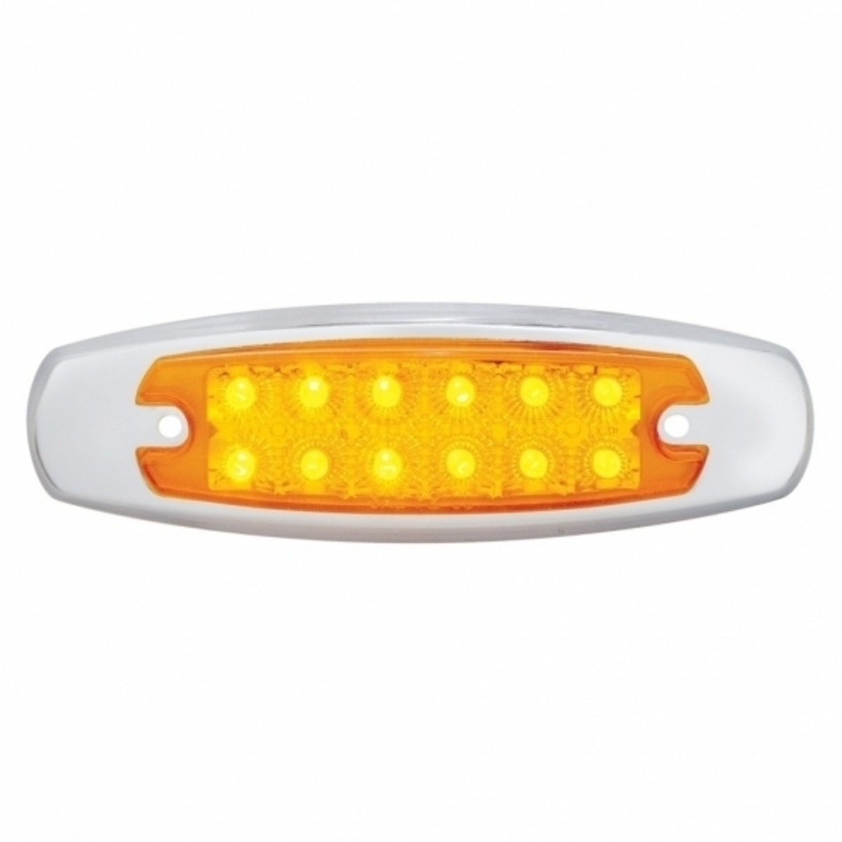 12 LED Reflector Rectangular Light With Bezel (Clearance/Marker) - Amber LED/Amber Lens