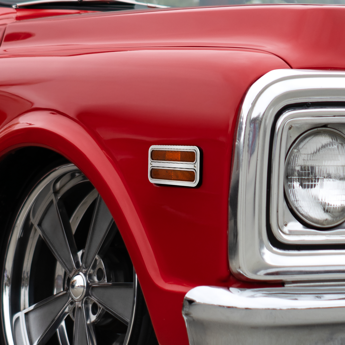 Billet Deluxe Side Marker Bezel For 1968-1972 Chevrolet & GMC Trucks-Clear Anodized(Pair)