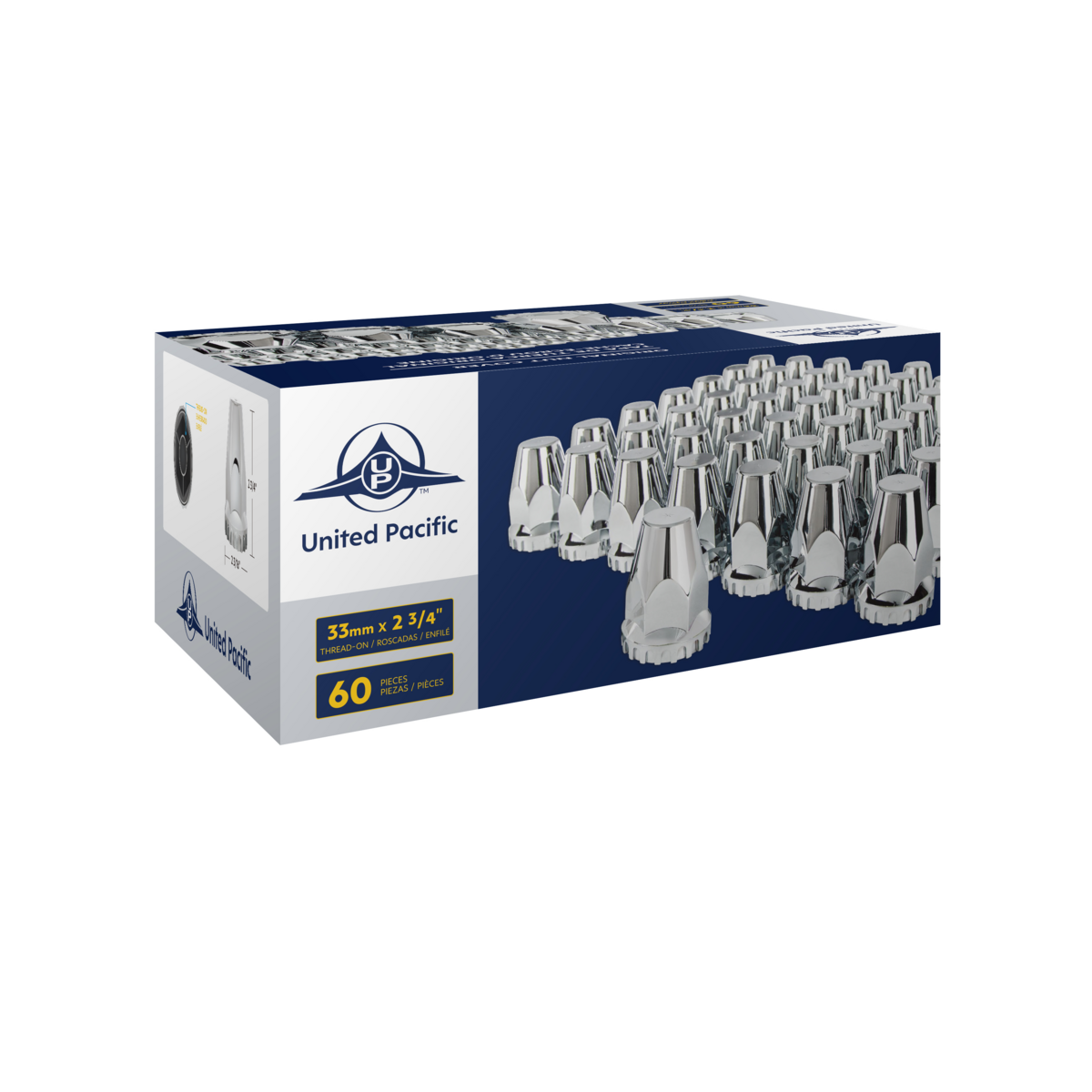 33mm x 2-3/4" Chrome Plastic Original Nut Covers - Thread-On (Box of 60)