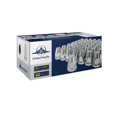 33mm x 2-3/4" Chrome Plastic Original Nut Covers - Thread-On (Box of 60)