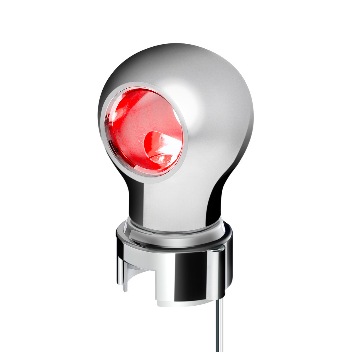 Thread-On Chrome Charlotte Gearshift Knob With LED 13/15/18 Speed Adapter-Red LED