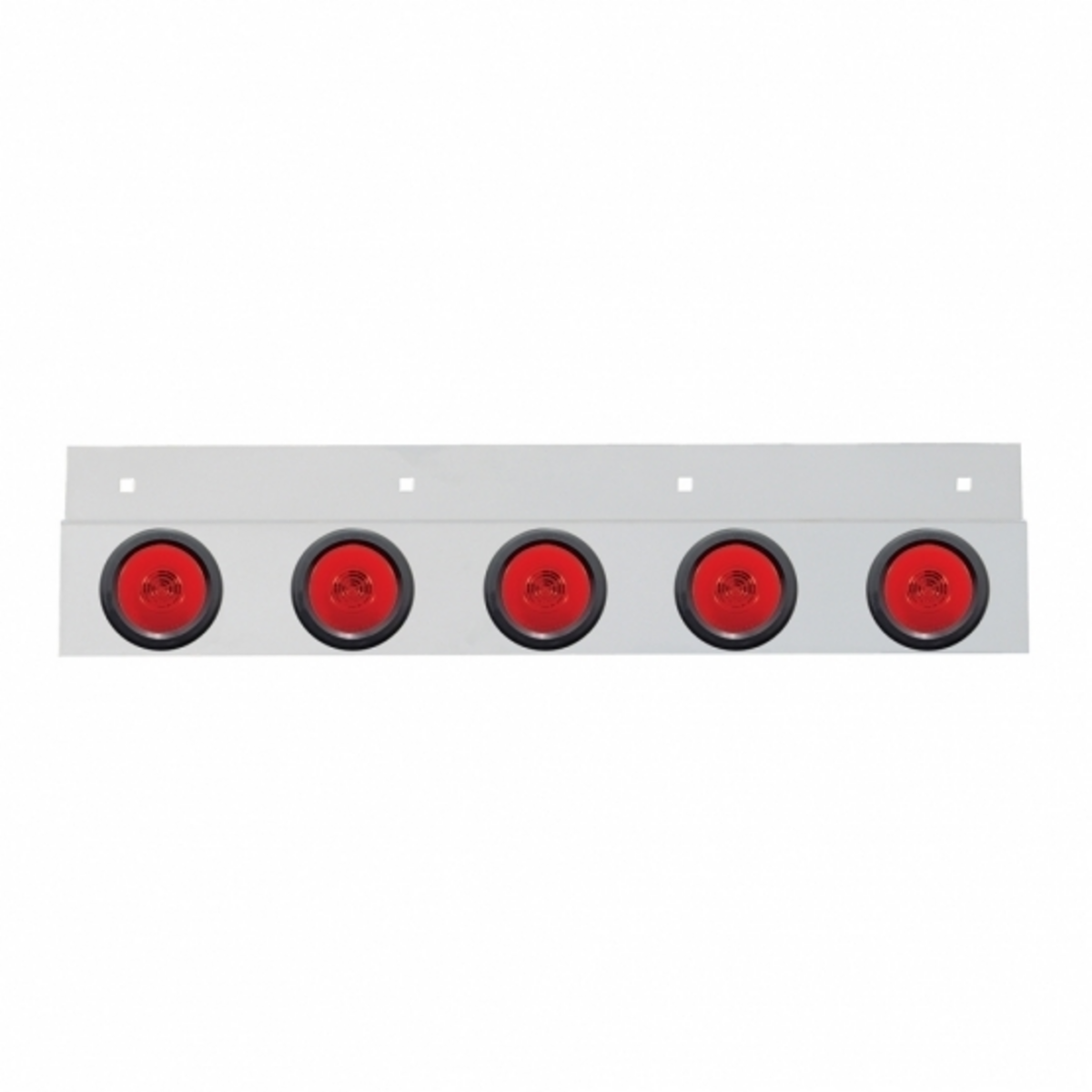 Stainless Top Mud Flap Bracket With 5X 6 LED 2" GloLight & Grommets - Red LED/Red Lens (Each)