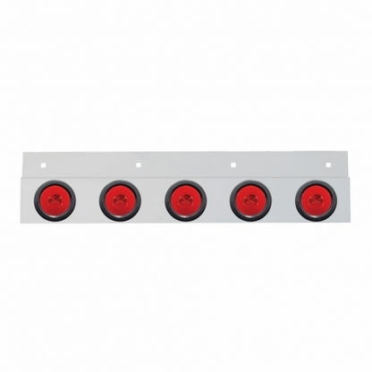 Stainless Top Mud Flap Bracket With 5X 6 LED 2" GloLight & Grommets - Red LED/Red Lens (Each)