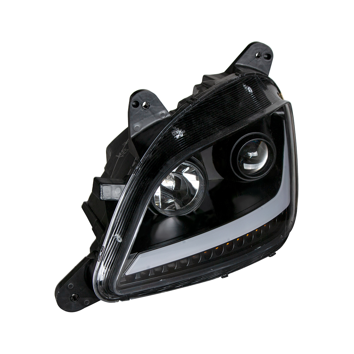 Black Projection Headlight With LED Position & Signal For 2012-2021 Peterbilt 579- Driver
