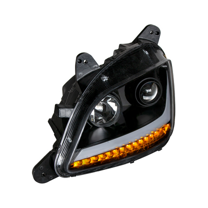 Black Projection Headlight With LED Position & Signal For 2012-2021 Peterbilt 579- Driver