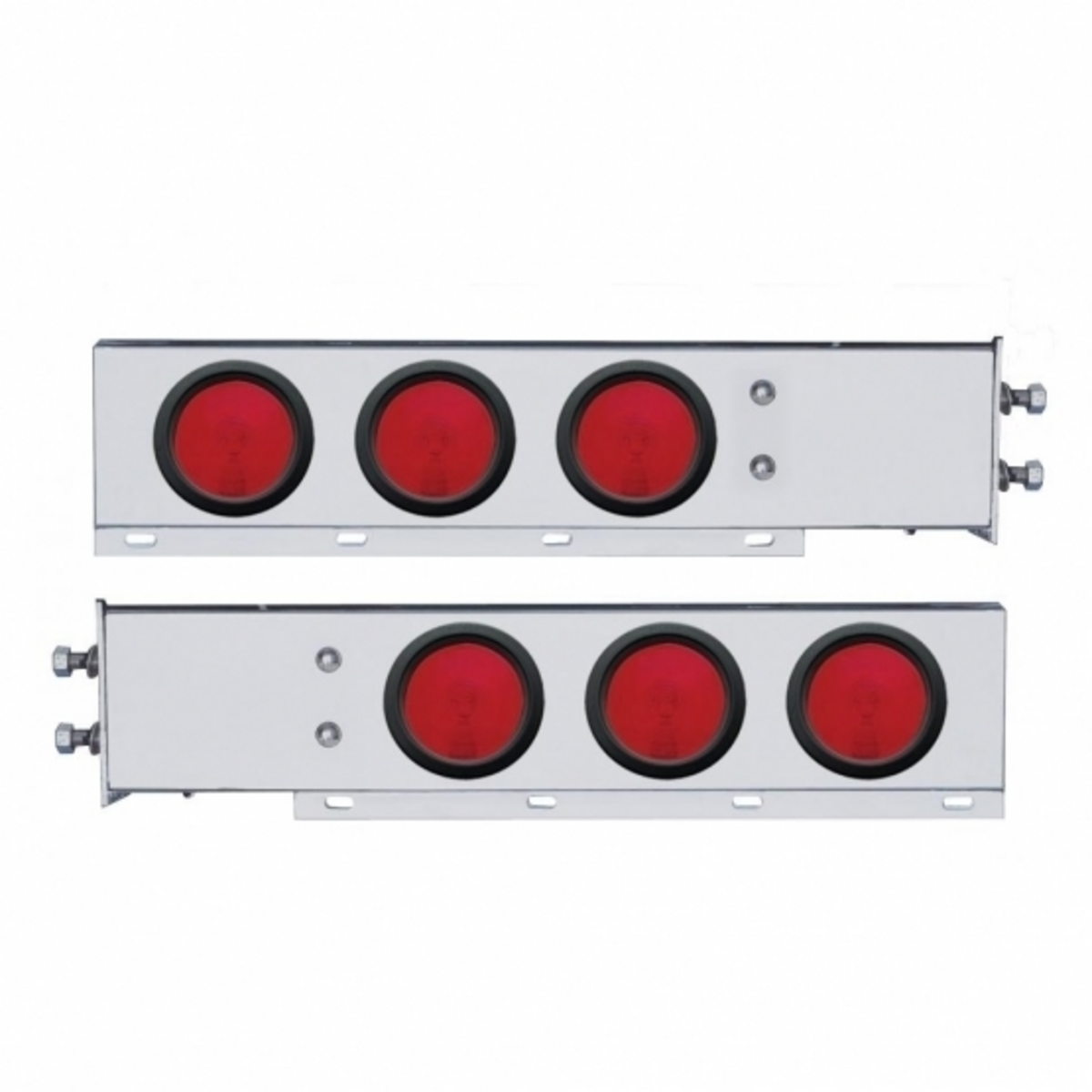 2.5" Bolt Pattern Chrome Spring Loaded Light Bar With 6X 4" Lights & Grommets (Pair)
