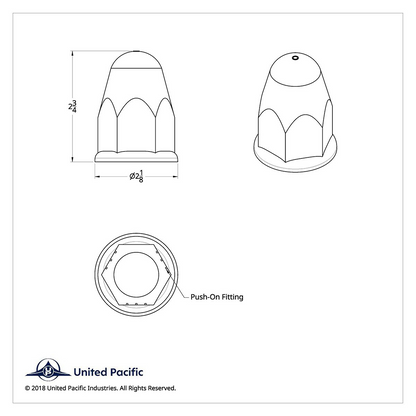 1-1/2" X 2-3/4" Chrome Plastic Slotted Bullet Nut Covers With Flange - Push-On (Color Box of 20)