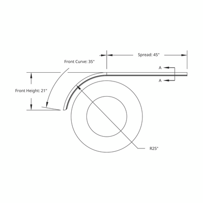80" 430 Stainless Steel (16ga) Smooth Half Fender - SE Series (Pair)