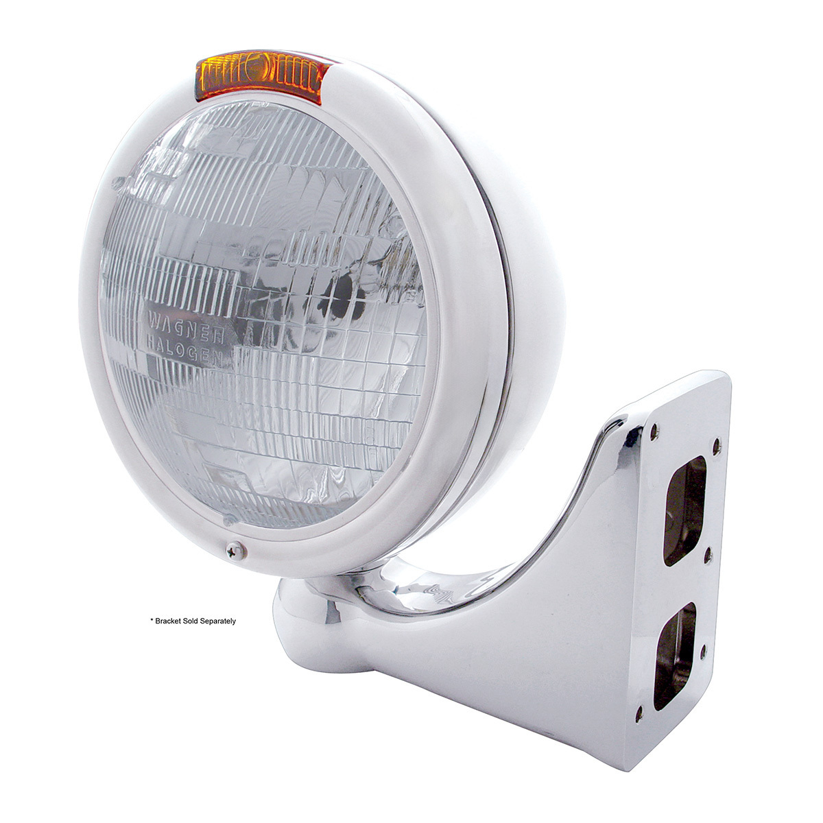 Chrome Classic Headlight H6024 Bulb & Turn Signal - Amber Lens