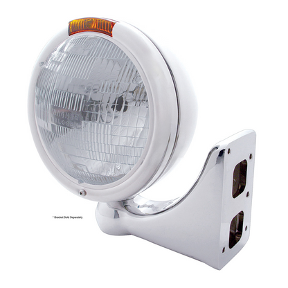 Chrome Classic Headlight H6024 Bulb & Turn Signal - Amber Lens