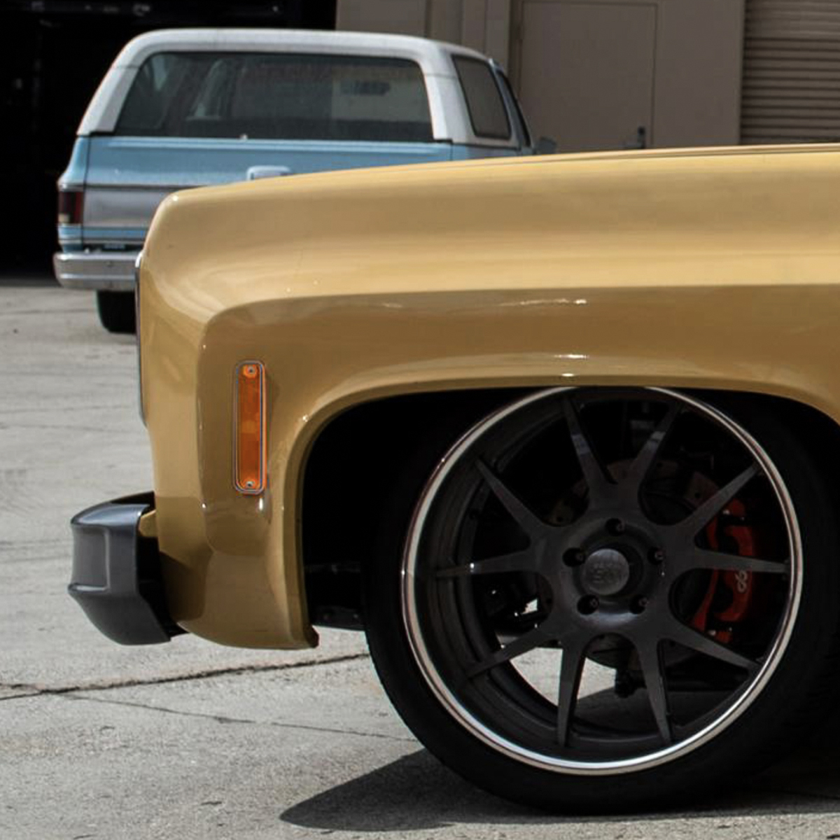 Side Marker Light With Stainless Steel Trim For 1973-80 Chevy Truck, Amber Lens