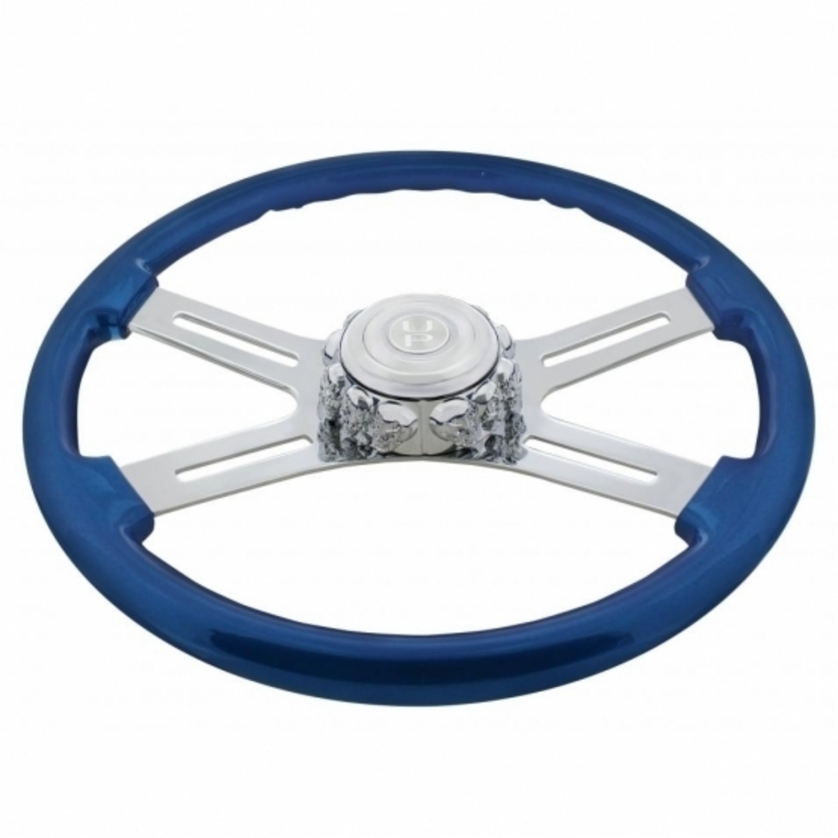Chrome Die-Cast Skull Horn Button Bezel