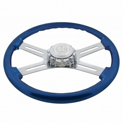 Chrome Die-Cast Skull Horn Button Bezel