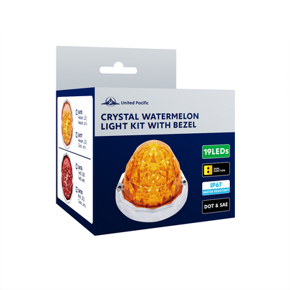 19 LED Dual Function Crystal Watermelon Light Kit With Bezel-Amber LED/Amber Lens