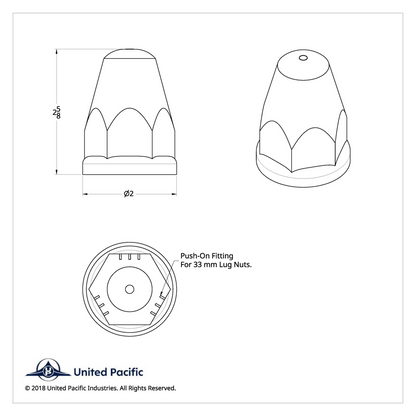33mm X 2-5/8" Chrome Plastic Bullet Nut Covers With Flange - Push-On (60-Pack)