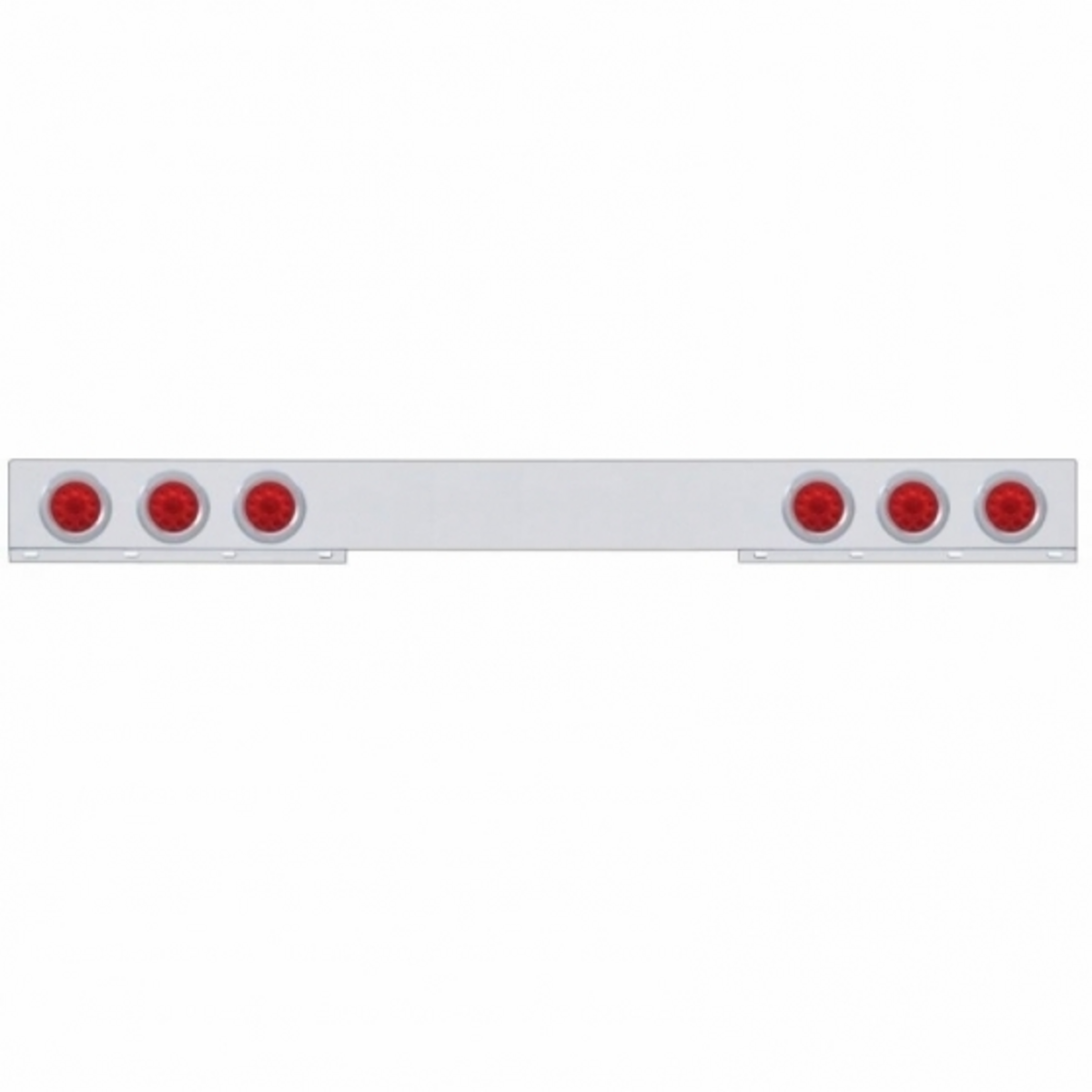 Stainless 1 Piece Rear Light Bar With Six 10 LED 4" Lights & Bezels - Red LED/Red Lens