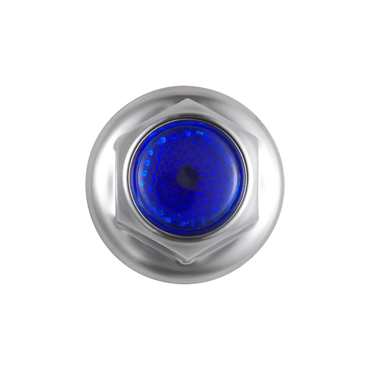 33mm X 2" Chrome Steel Reflector Nut Cover With Flange - Blue (50 Pcs)