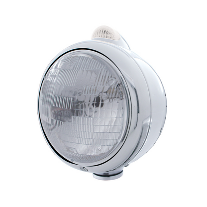 Stainless Steel Guide 682-C Headlight H6024 & Dual Mode LED Signal - Clear Lens