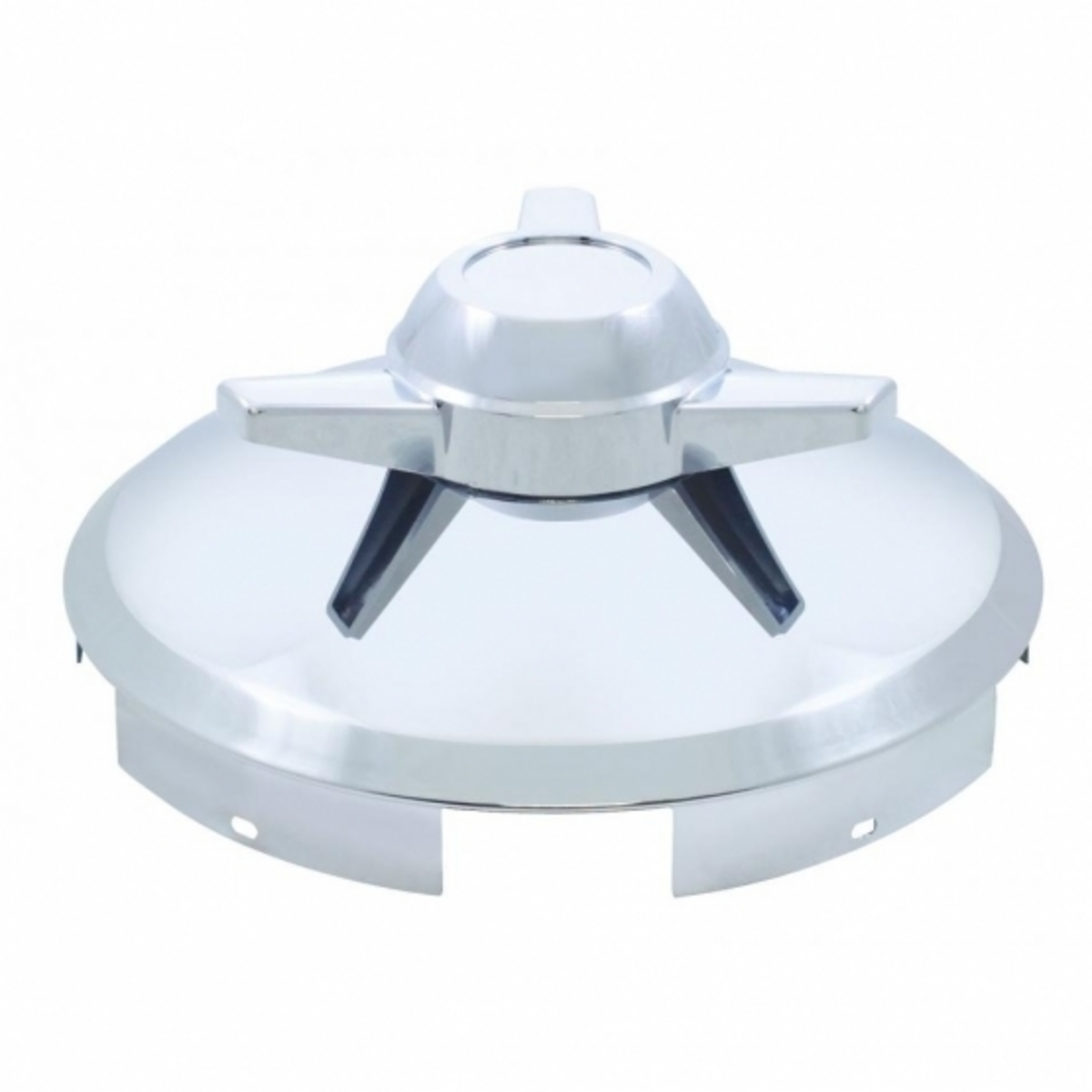 5 Even Notched Chrome Front Hubcap With 3 Bar Spinner - 1" Lip
