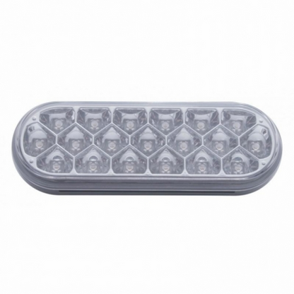 3-3/4" Bolt Pattern SS Spring Loaded Bar With 6" Oval 19 LED Lights & Bezel -Red LED/Clear Lens (Pair)