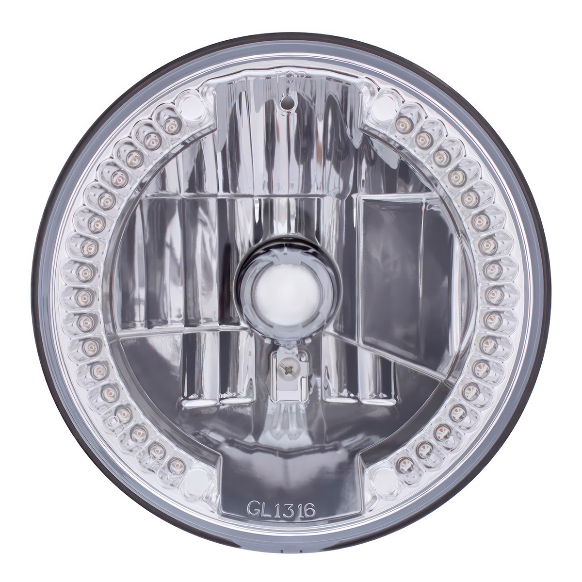 7" Crystal Headlight With 34 Amber LED Position Light
