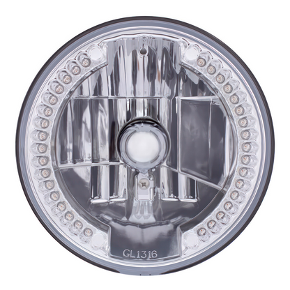 7" Crystal Headlight With 34 Amber LED Position Light