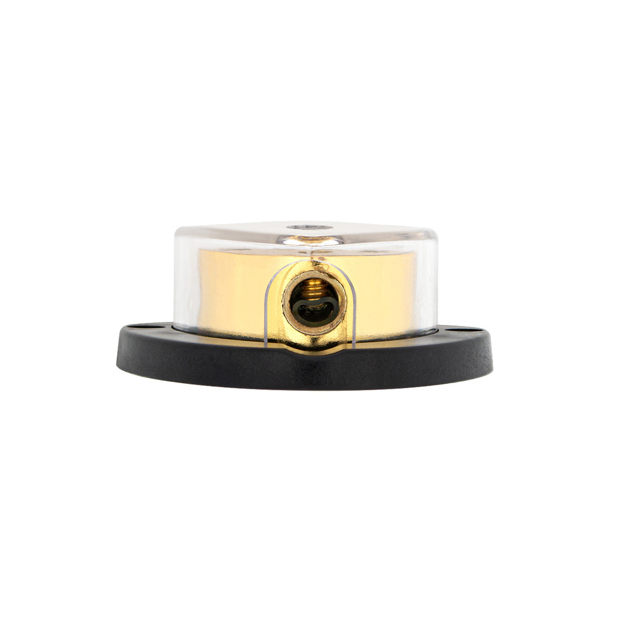 Gold Distribution Block with (1) 4 AWG input and (4) 8 AWG outputs, Triangular Shape 1 Pc.